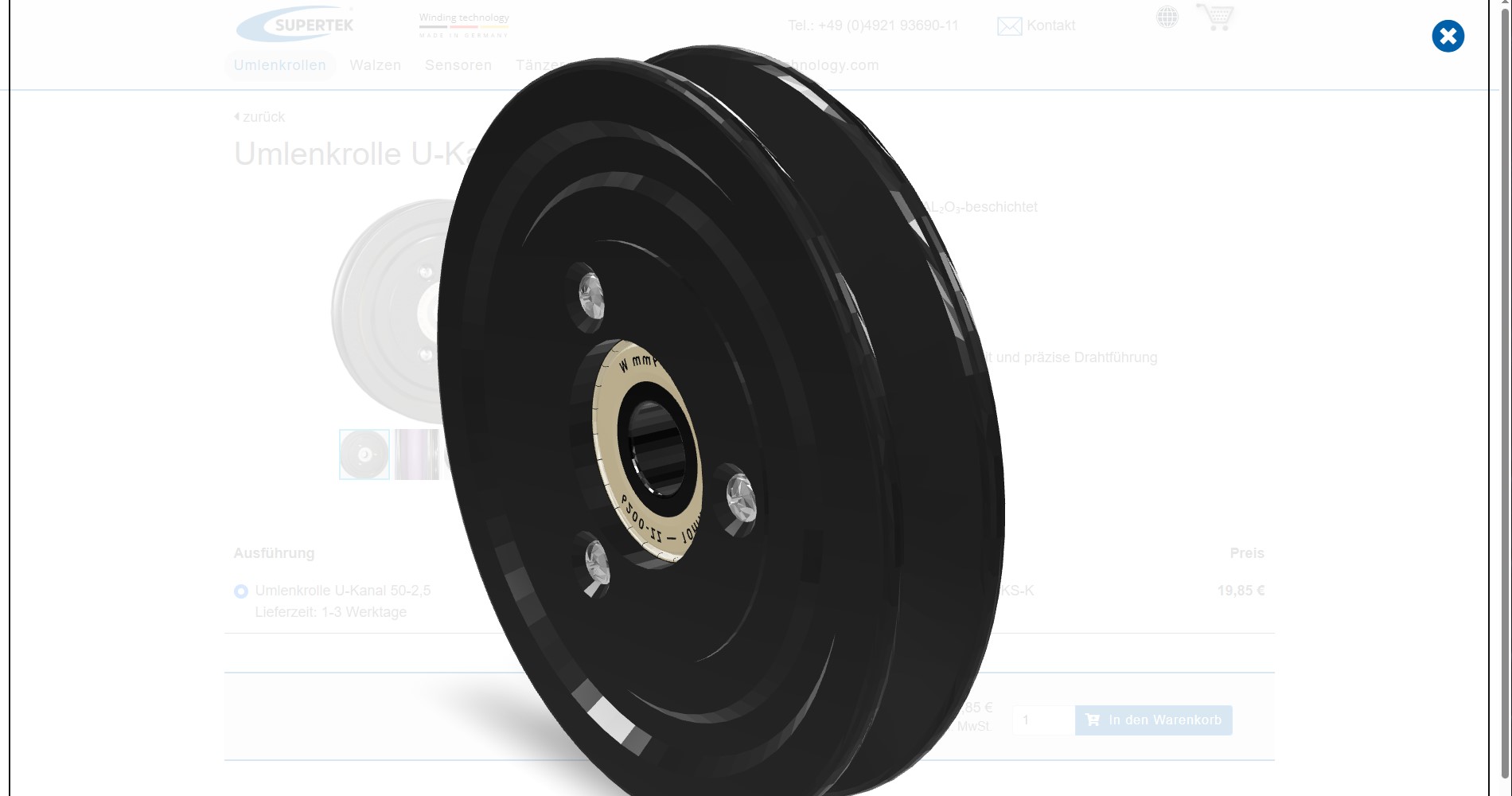 3D Ansicht vom Produkt Umlenkrolle U-Kanal 50-2,5