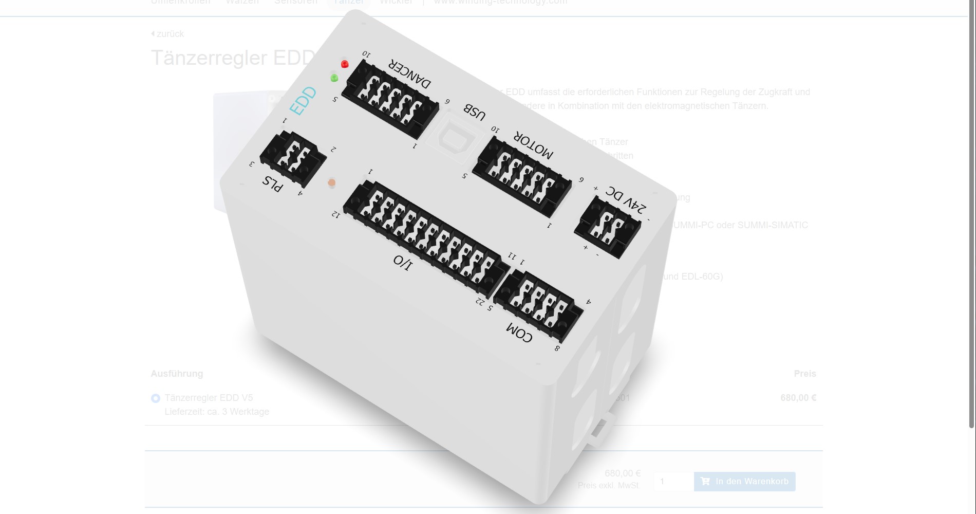 3D-Ansicht vom Produkt Tänzerregler EDD V5