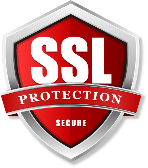 Ein rotes Schild mit der Aufschrift SSL Protection Secure.